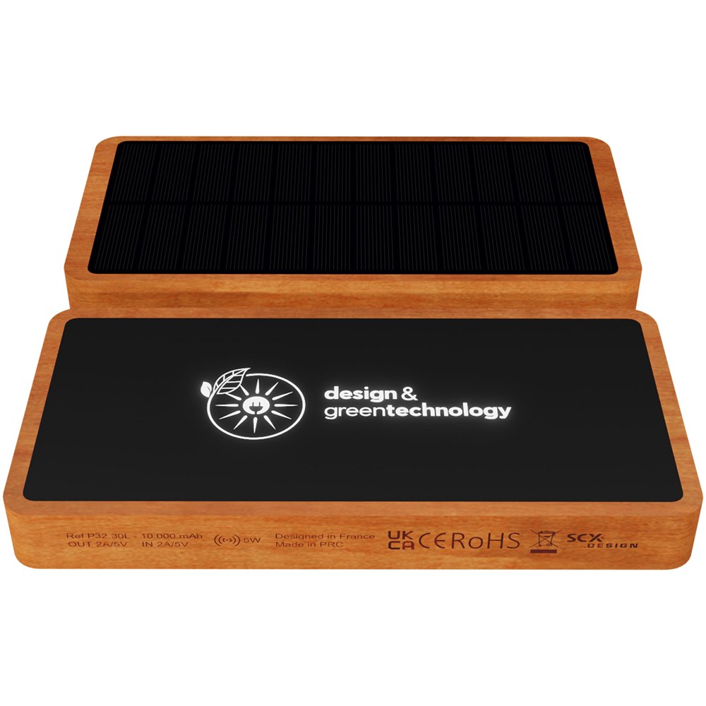 SCX.design P32 Solar-Powerbank 10.000 mAh mit Leuchtlogo