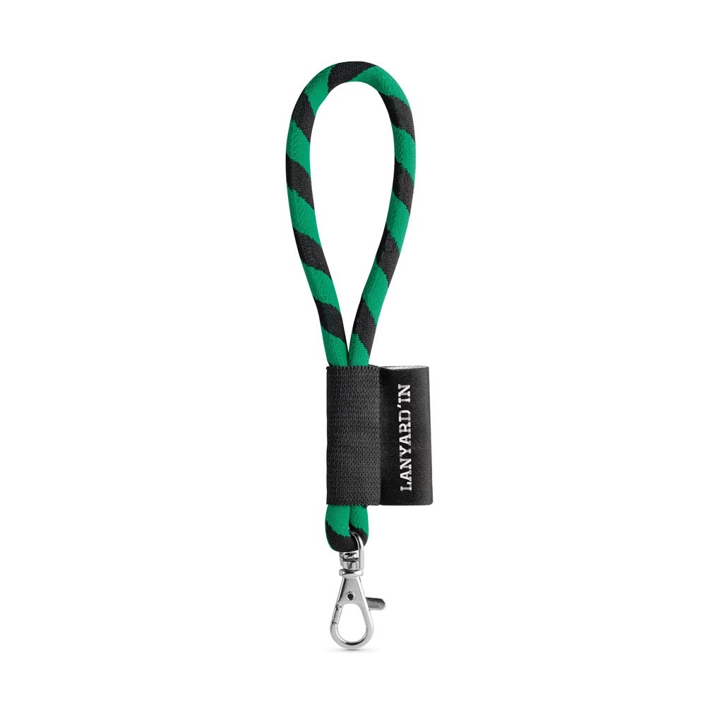 75090. SET Lanyard TUBE Short (Ø 7 mm) mit 9 mm Schnapperkarabiner - schwarz, grün
